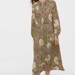 H&M William Morris Calf length shirt dress SZ 12